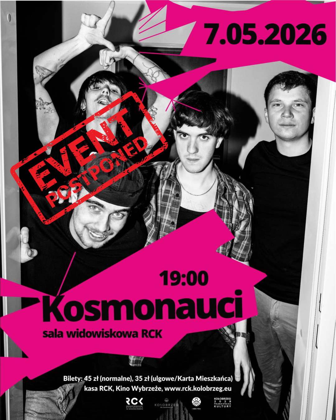 WAŻNY KOMUNIKAT: Koncert zespołu Kosmonauci przełożony